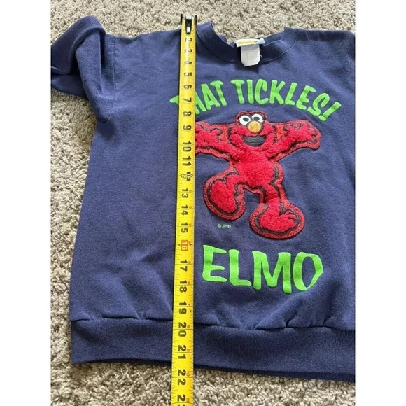 Vintage 90s Sesame Street That Tickles! Elmo Sweatshirt Blue Unisex Youth Large - Picture 8 of 9